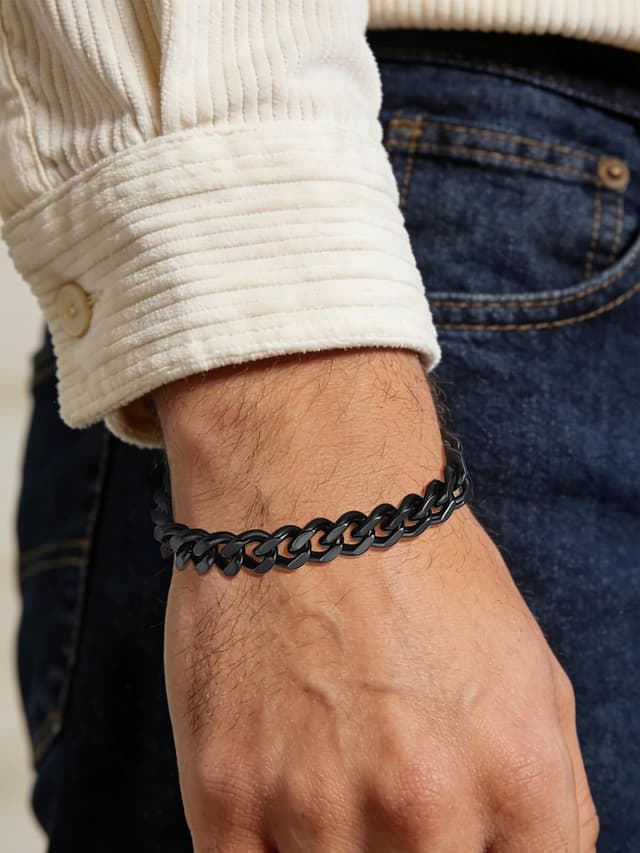 Detalle 2 de FindChic Panzerarmband aus Edelstahl mit Schmuckbox, 5/7/9/12 mm