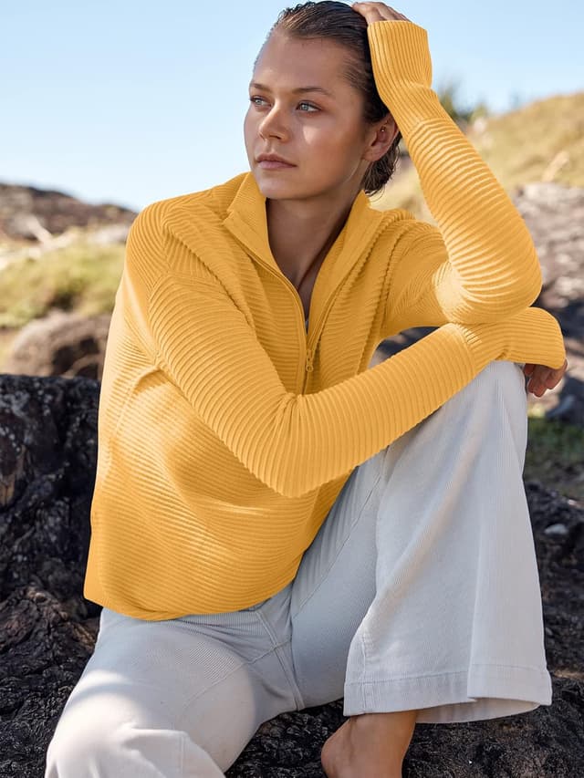 Thumbnail 6 de ANRABESS Long Sleeve Quarter Zip Pullover 4 Sizes