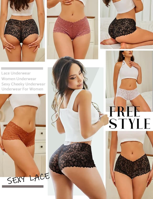 Thumbnail 6 de READY TO LOVE Lace Boyshorts 5 pack