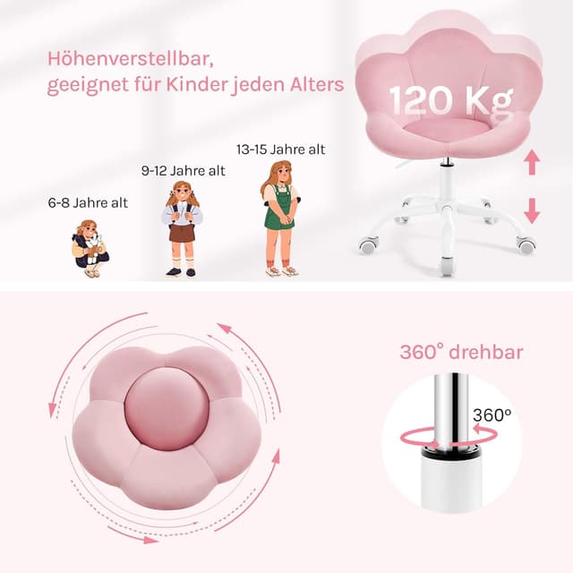 Thumbnail 6 de WOLTU Kinder Schreibtischstuhl Hellrosa