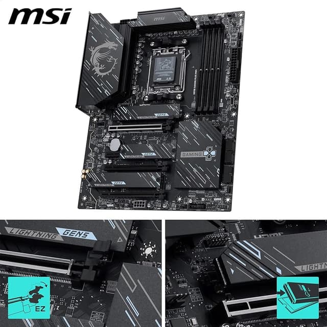 Detalle de MSI X870E Gaming Plus WiFi — Placa base ATX para Ryzen 9000, DDR5 8200+ MT/s