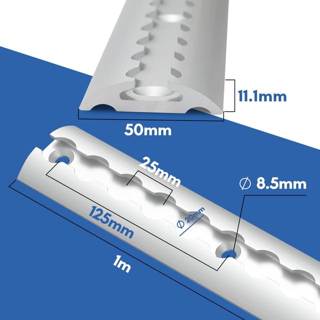 Detalle de Joparri Lot de 4 rails d’amarrage en aluminium anodisé semi-circulaires de 1 m (argent) + 10 raccords simples et 8 embouts