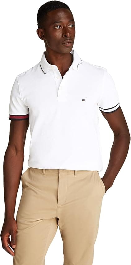 Detalle de Tommy Hilfiger Polo Slim Fit L blanco 96% algodón