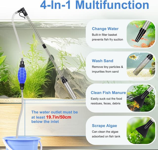 Detalle de fishkeeper Aquarium-Reiniger & Kiesreiniger-Set mit einstellbarem Wasserdurchfluss (klein)