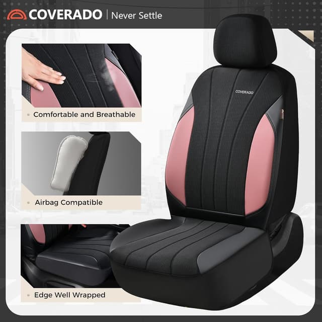 Detalle de Coverado 5-Seat Luxury Car Seat Covers (Full Set) in Pink