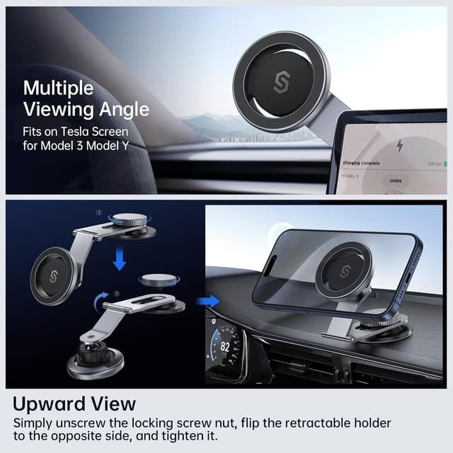 Detalle 2 de SYNCWIRE Fits MagSafe Car Mount — foldable magnetic phone holder for universal dashboards and Tesla screen