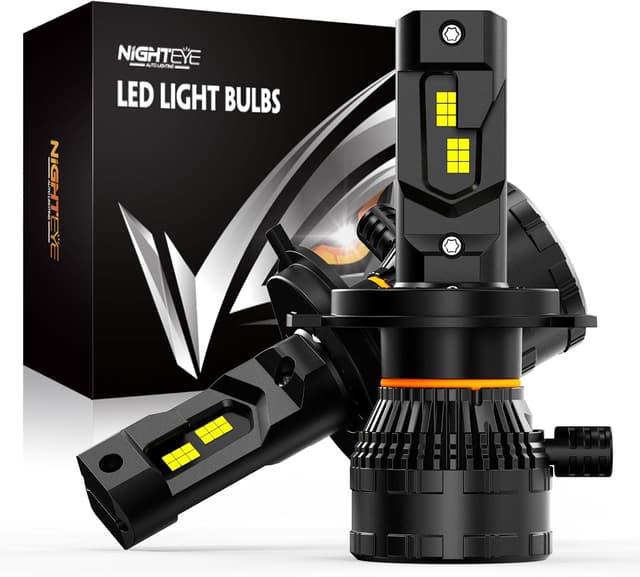 Detalle de NIGHTEYE H4 LED Headlight Bulbs (Pack of 2) – 6500K cool white, 42,000LM and dual-fan cooling