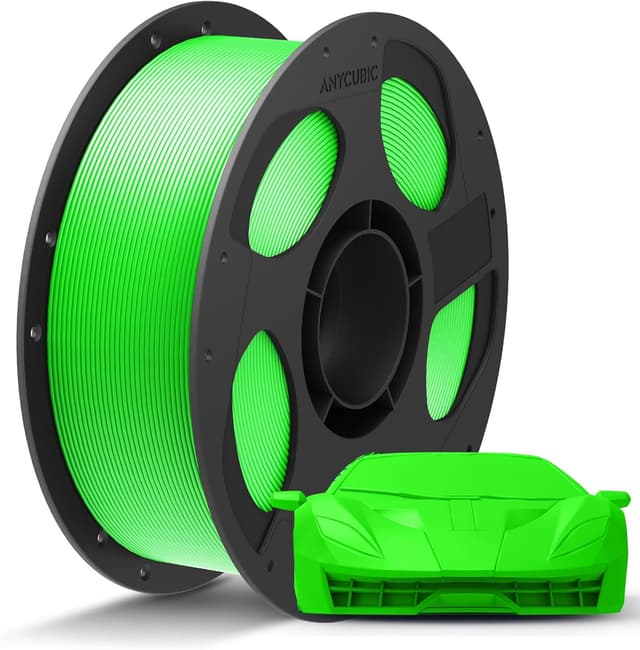 Detalle de Anycubic PLA+ 3D printer filament 1.75mm (High Toughness) – 1kg reusable spool, Green Flash