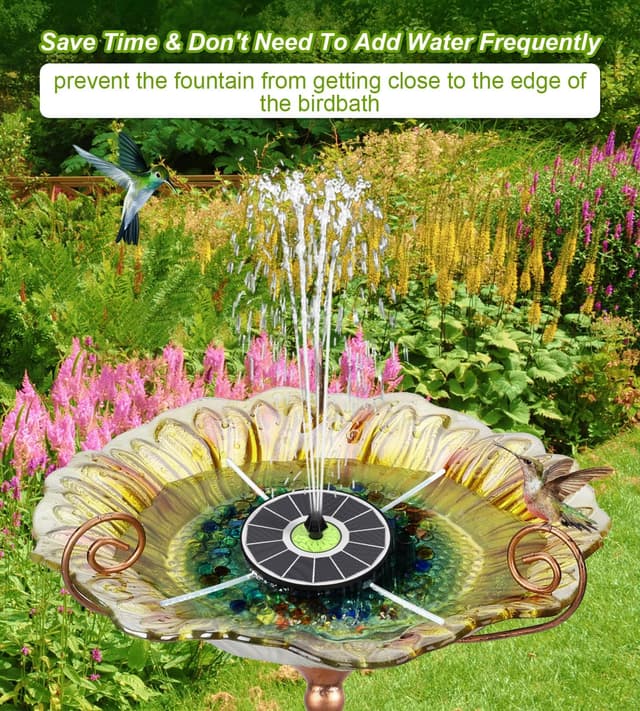 Detalle de SZMP Solar Springbrunnen 3,5W Glas-Teichpumpe mit 7 Düsen und 4 Rohren für Garten, Teich & Vogelbad (weiß)