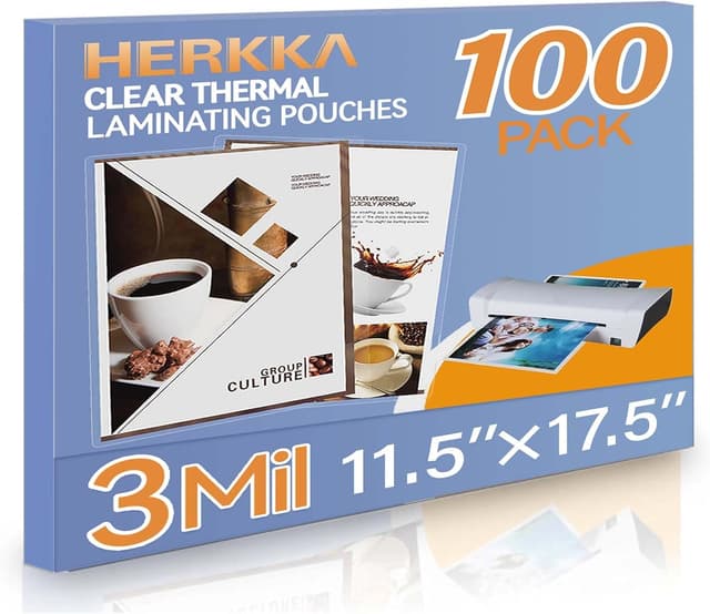 Detalle de HERKKA 100 Pack Laminating Sheets 11.5 x 17.5 in 3 Mil