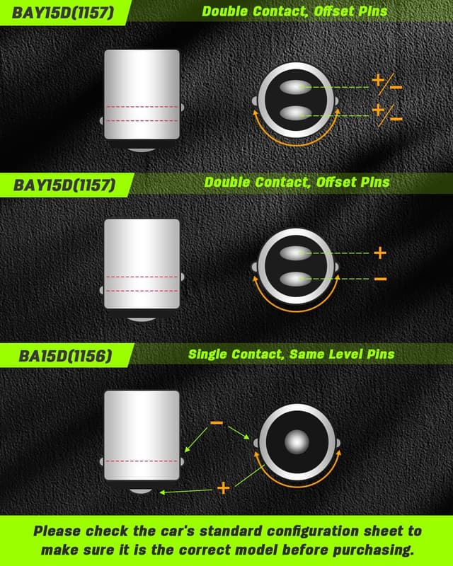 Detalle 2 de Defvnsy 2x Amber/Yellow 1157 BAY15D LED Indicator Bulbs (P21/5W) for 12V DC – Turn signal, marker and more