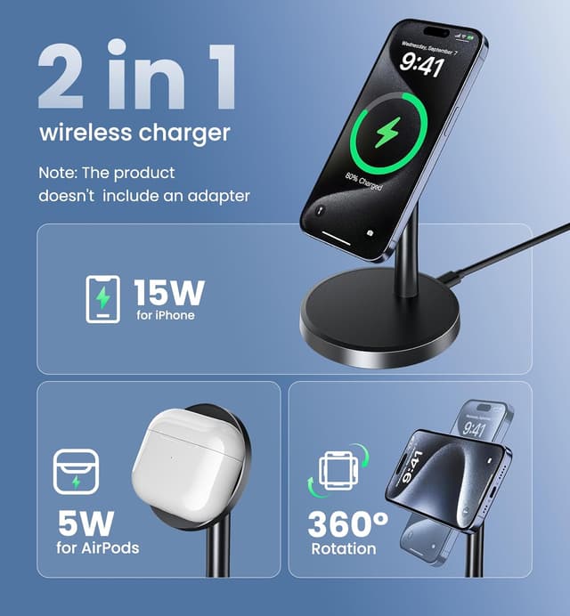 Detalle de Magnetic Wireless Charger iPhone 15W 2-Pack