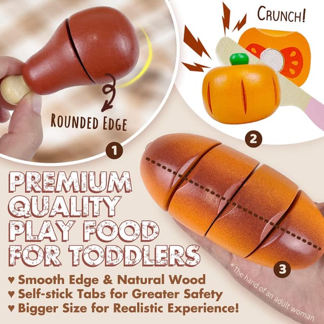 Detalle de Beberolen Kinderküche Zubehör aus Holz: Holz-Schneideset mit Klettverbindung