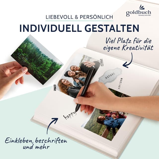 Detalle de goldbuch Bella Vista 27 723 Fotoalbum mit Bildausschnitt (30 x 31 cm, Sandgrau) – 60 weiße Seiten