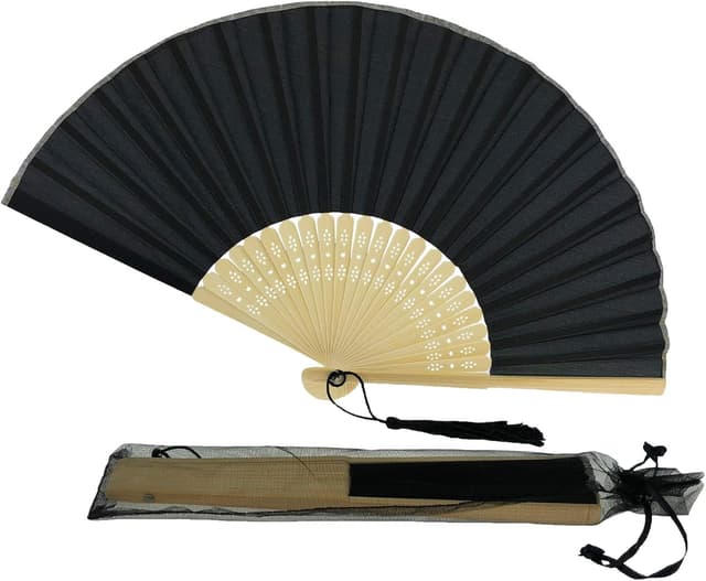 Detalle 2 de FANSOF.FANS Silk hand fan pack 10, black 🪶
