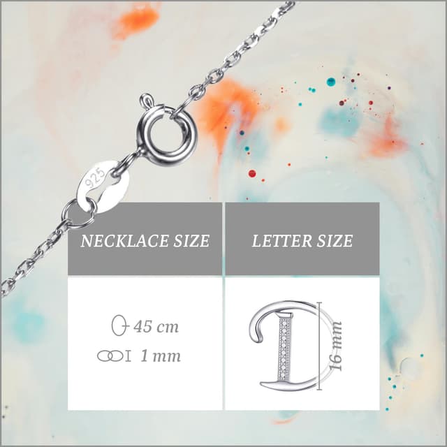 Detalle de Morella Damen Halskette Silber 925 mit Buchstaben-Anhänger, rhodiniert, Zirkonia weiß, 45 cm