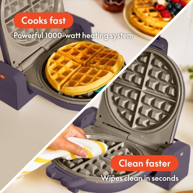 Detalle 2 de bella Flip-n-Store Waffle Maker (EverGood™ Ceramic Nonstick), 7-inch Plum