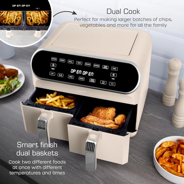 Detalle de Swan SD10519C Retro Dual Basket Air Fryer (8L, 1700W) with Swan Cyclone Technology