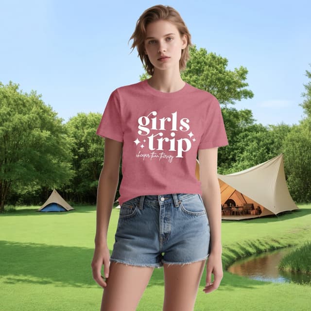 Detalle 2 de Qskall Girls Trip T Shirt for Women – “Trip Cheaper Than Therapy” Vacation Tee (S–XXL)