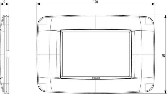 Detalle 2 de Vimar Eikon 20683.15 Placca Round per 3 moduli in metallo verniciato Bright con cornice grigia antracite matt