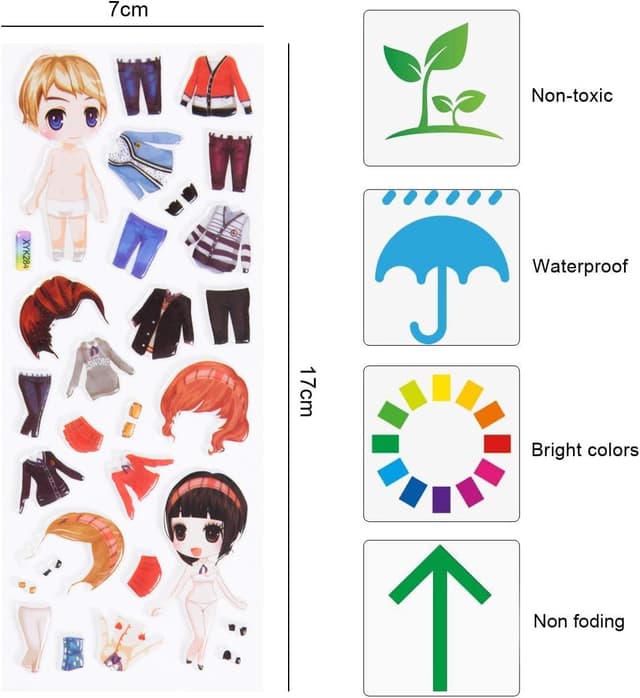 Detalle de Vicloon 38 Hojas Pegatinas 1000+ Puffy 3D