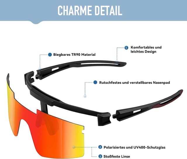 Detalle de suoso Sportbrille mit UV400 für Sport
