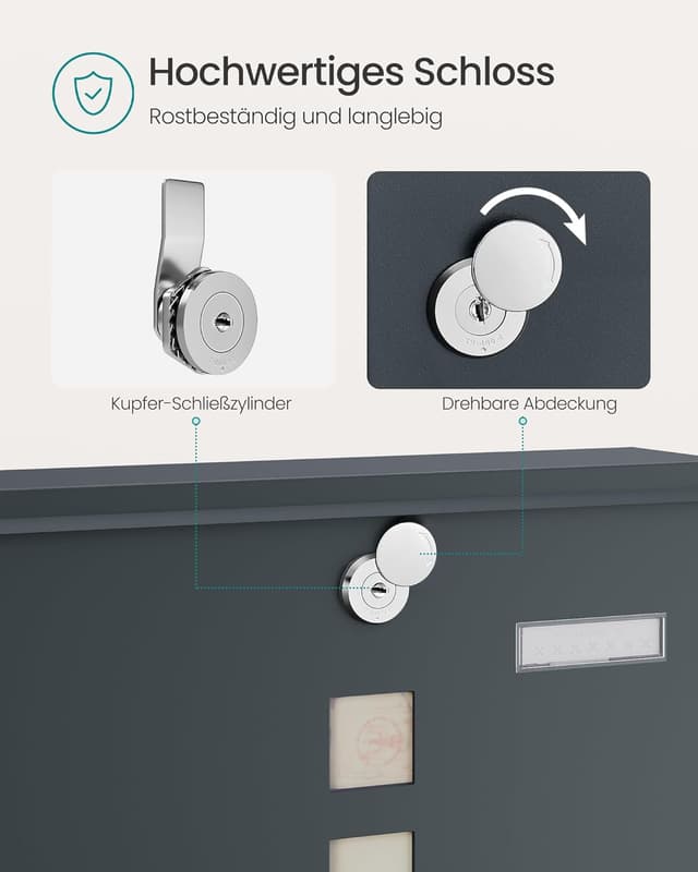 Detalle de SONGMICS GMB120G01 Briefkasten 11 x 37 x 37 cm 📮