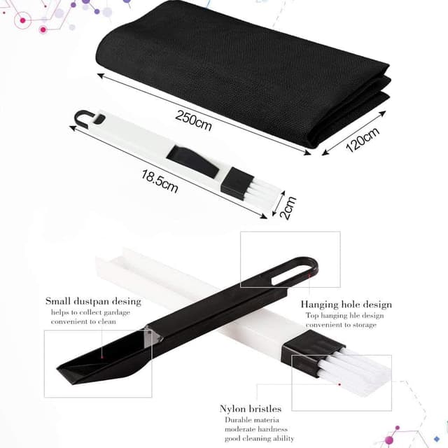 Detalle 2 de BUZIFU Fliegengitter Meterware (Fiberglas), 120 x 250 cm, Schwarz mit Fensterputzbürste – Insektenschutz für Fenster und Türen