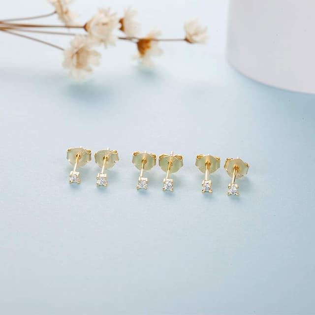 Detalle de CERSLIMO Ohrstecker Gold Set 2 mm