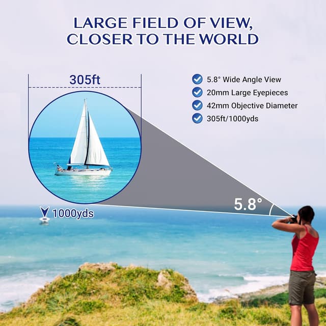 Detalle de AOMEKIE ED 10x42 binoculars for clear viewing