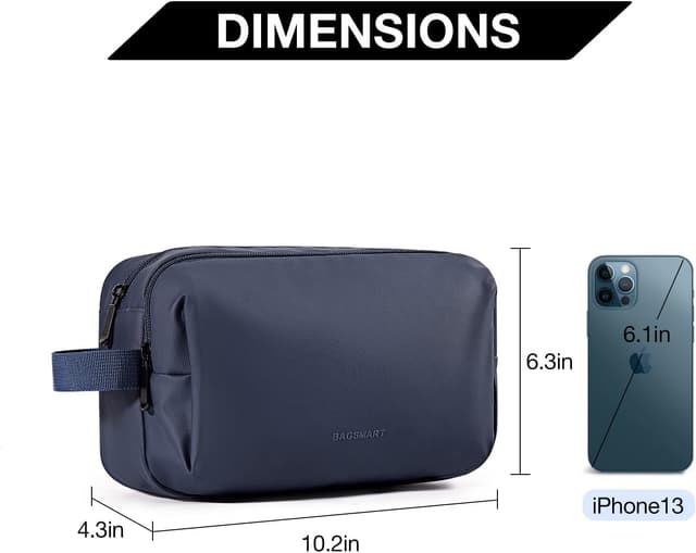 Detalle 2 de Bagsmart Kulturbeutel für Herren (Dopp Kit) mit wasserabweisendem Material – Blue