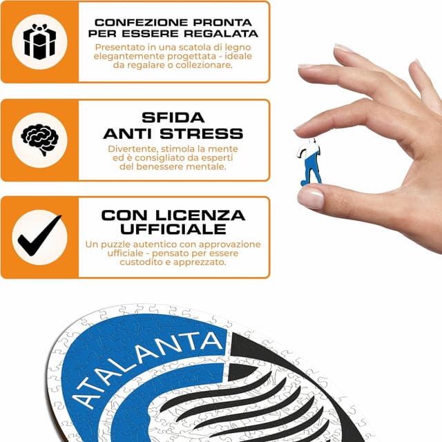 Detalle 2 de Iconic Puzzles Atalanta Logo, puzzle di legno sostenibile 500 pezzi (taglia L)