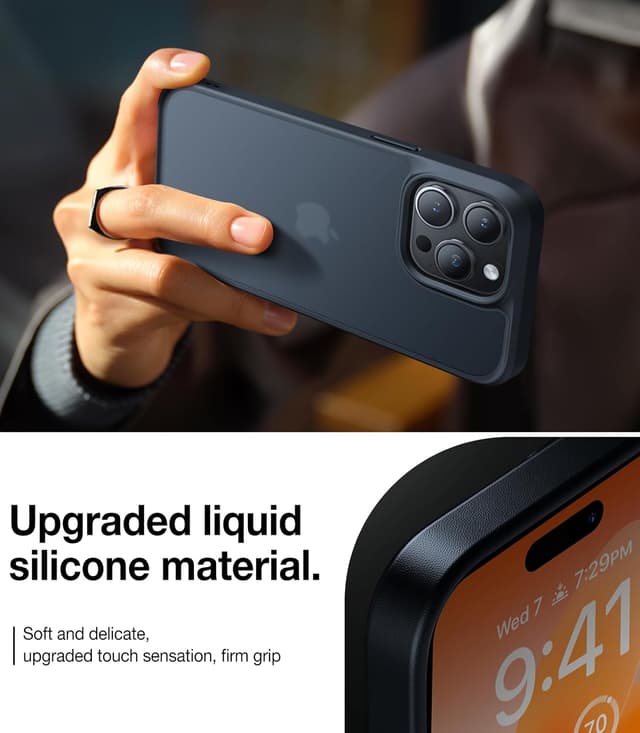 Detalle de TORRAS Guardian Series Shockproof iPhone 13 Pro Max Case (Frosted Black) with 360° Airbag Protection