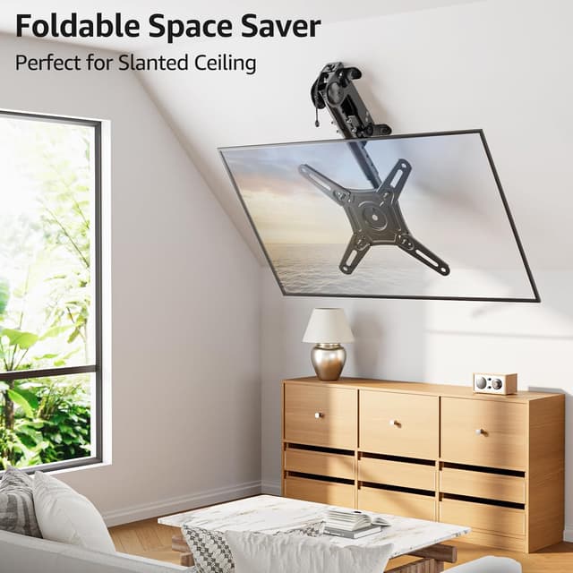Detalle de MOUNTUP MU0049-L Flip Down Ceiling TV Mount (13–40") with 360° Swivel & Height Adjustment