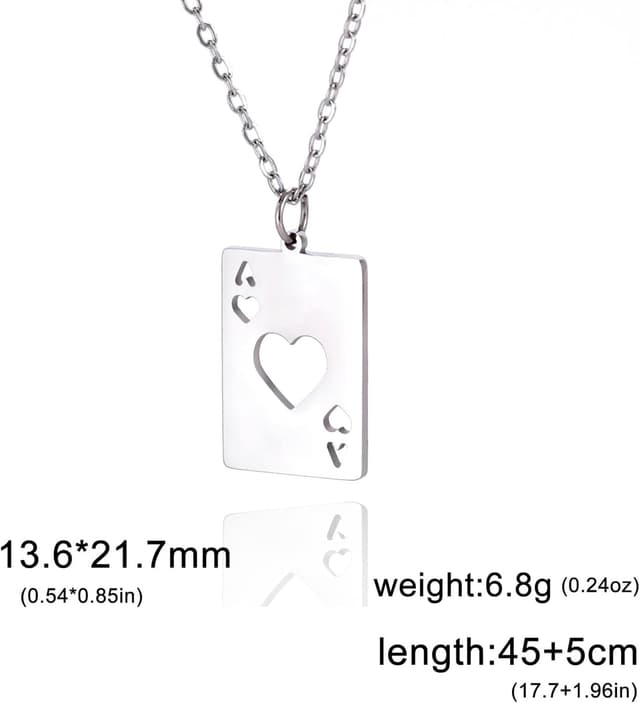 Detalle 2 de VASSAGO Halskette mit Poker-Anhänger aus Edelstahl im Gothic-Hip-Hop-Stil