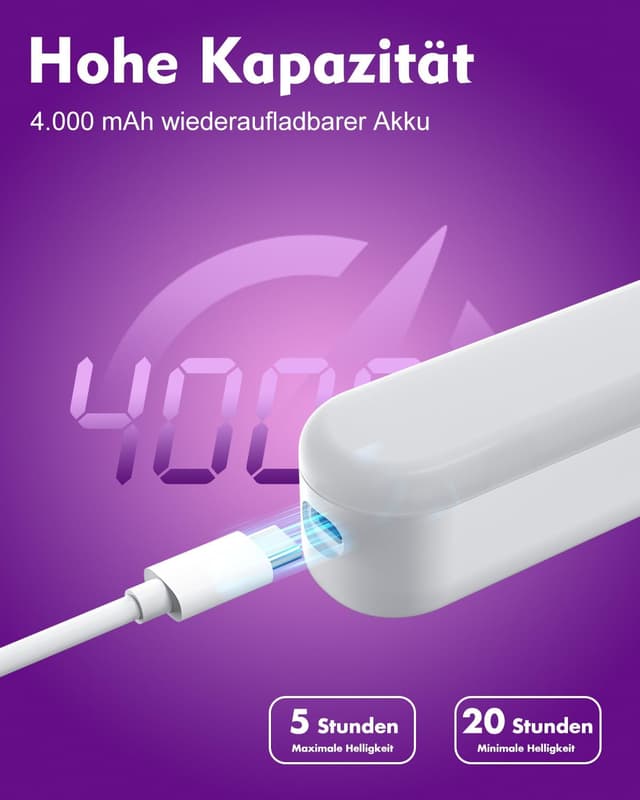 Detalle de LED Schminktisch Beleuchtung – dimmbares Vanity-Mirror Licht, 4000-mAh Akku (kabellos)