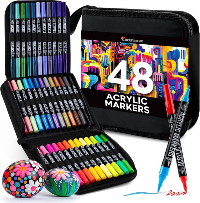 Detalle de Zenacolor Pennarelli Acrilici 48 colori 🎨