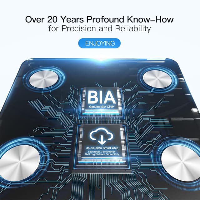 Detalle de Vitafit Balance Connectée Bluetooth Balance Pèse-personne avec impédancemètre et 13 données corporelles (jusqu’à 182 kg) Noir