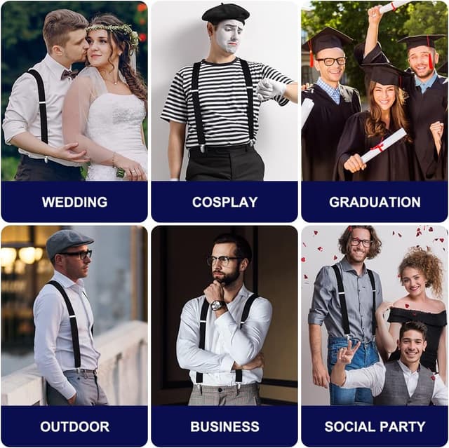 Thumbnail 6 de Aomig Hosenträger für Herren – breite, verstellbare Träger mit starken Metallclips