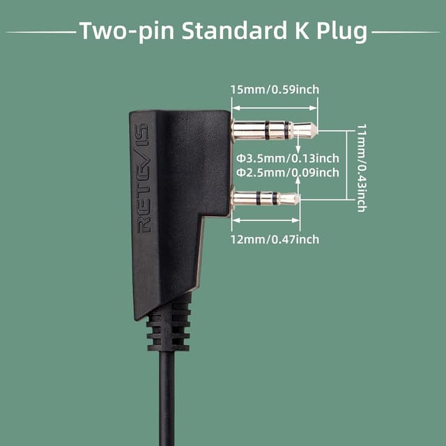 Detalle 2 de Retevis TCK01 cavo di trasferimento con auricolare 2 pin Kenwood ↔ jack 3,5 mm per walkie talkie compatibili