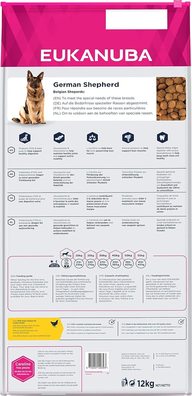Detalle de Eukanuba Breed Specific Deutscher Schäferhund Trockenfutter mit Huhn (ab 1 Jahr), 12 kg