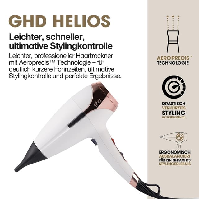 Detalle de ghd helios professioneller Haartrockner (2.200 Watt) mit 120 km/h Luftstrom, leise & für alle Haartypen