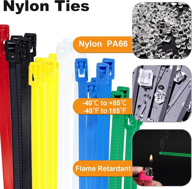 Detalle de Mgctolbox Kabelbinder (100 Stück), wiederverschließbar, weiß – 200 x 4,8 mm, UV-beständig