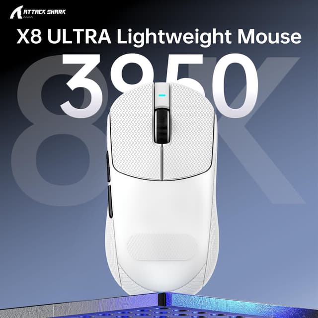 Detalle 2 de Attack Shark X8 Ultra 55g gaming mouse (PixArt PAW3950MAX, 8KHz, tri-mode wireless/BT/wired)