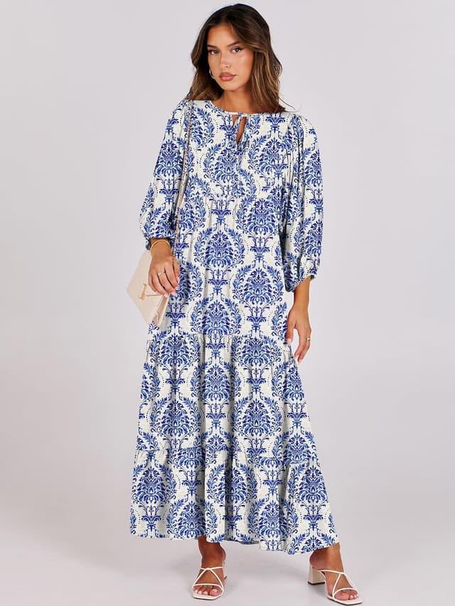Thumbnail 5 de ANRABESS 2026 Boho Maxi Dress V‑Neck Floral