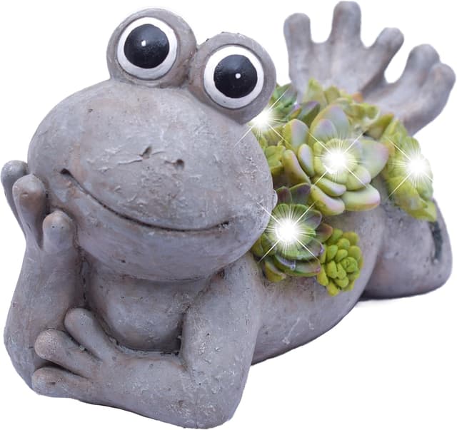 Imagen de TERESA'S COLLECTIONS Solar Frosch Gartenfigur 8cm mit Solarlampe en OfertitasTOP