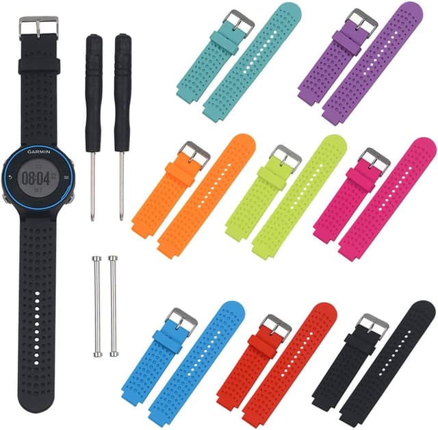 Detalle de Huwokxix silicone watch strap compatible with Garmin Approach S20/S5/S6 and Forerunner models (adjustable replacement band)