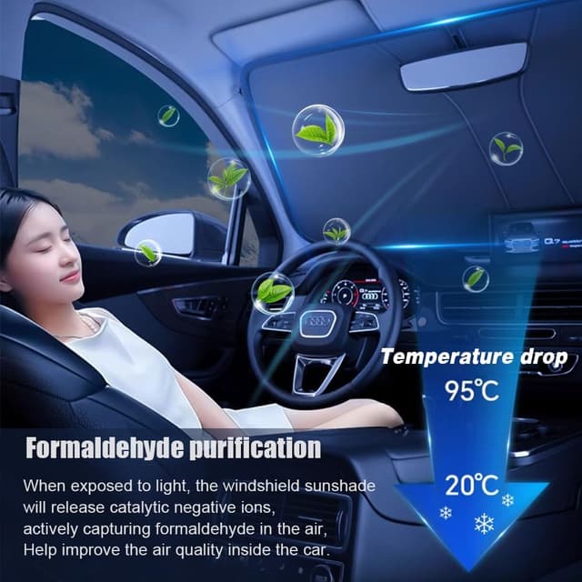 Detalle de Bseical Sonnenschutz für die Frontscheibe 145 x 80 cm (faltbar, innen) – blockiert UV-Strahlen