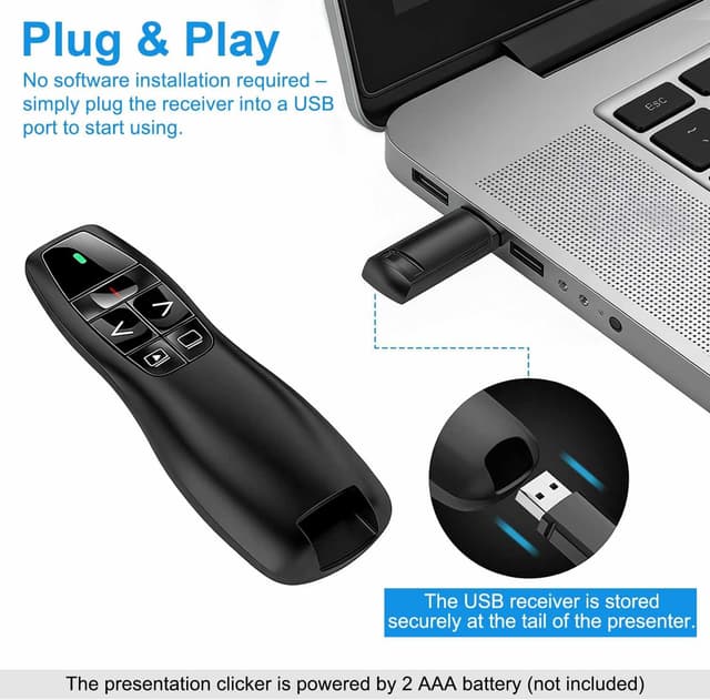 Detalle 2 de Presenter wireless ergonomico per slide 2.4GHz