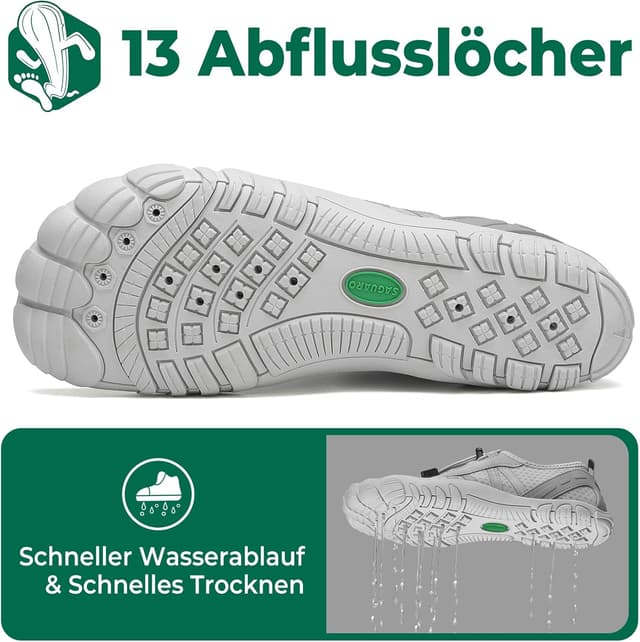 Detalle 2 de SAGUARO Badeschuhe für Damen & Herren – schnelltrocknende Wasserschuhe mit rutschfester Sohle, Gr. 36–48